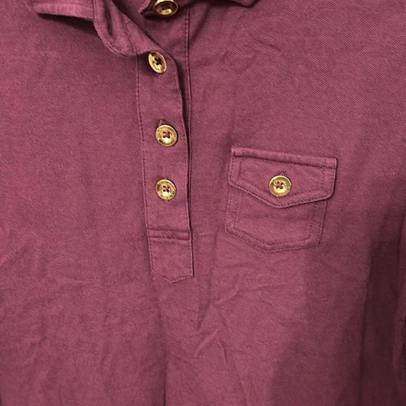 Talbots Women’s (M) Purple Gold Buttons 3/4 Sleeve Pullover Classic Casual Top - Picture 3 of 5